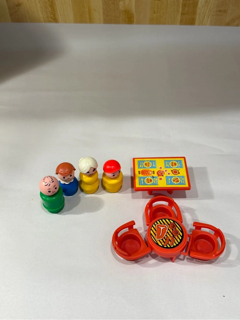 Vintage fisher price Kids Toy Playset with Orange Table and Figures family